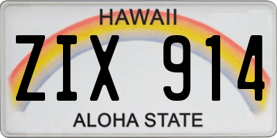 HI license plate ZIX914