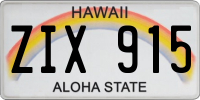 HI license plate ZIX915