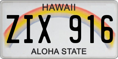 HI license plate ZIX916