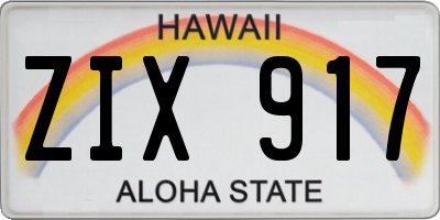 HI license plate ZIX917