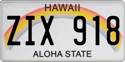 HI license plate ZIX918