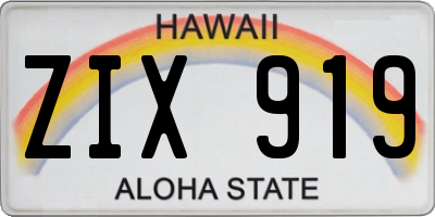 HI license plate ZIX919
