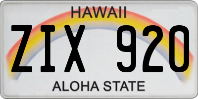 HI license plate ZIX920