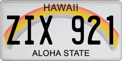 HI license plate ZIX921