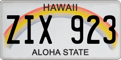 HI license plate ZIX923