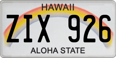 HI license plate ZIX926