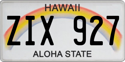 HI license plate ZIX927
