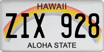 HI license plate ZIX928
