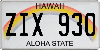 HI license plate ZIX930