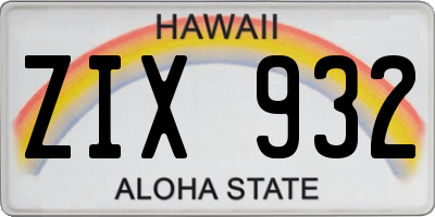 HI license plate ZIX932