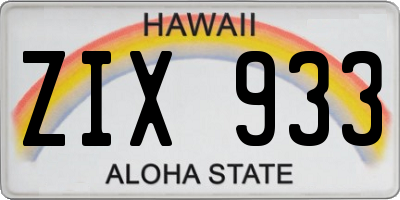 HI license plate ZIX933