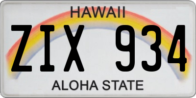 HI license plate ZIX934