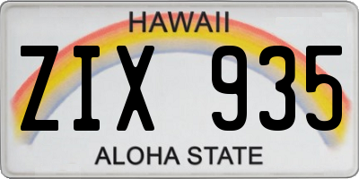 HI license plate ZIX935