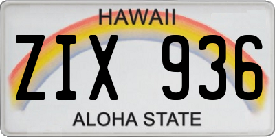HI license plate ZIX936