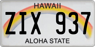 HI license plate ZIX937