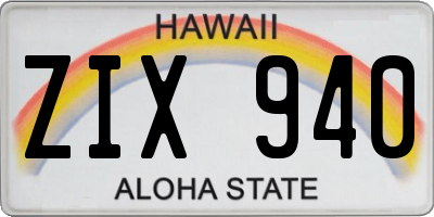 HI license plate ZIX940