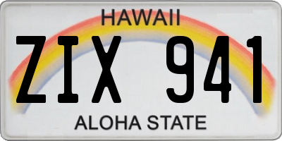 HI license plate ZIX941