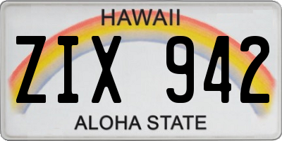 HI license plate ZIX942