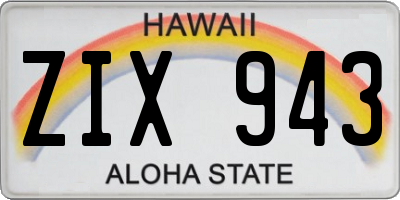 HI license plate ZIX943