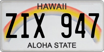 HI license plate ZIX947
