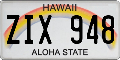 HI license plate ZIX948