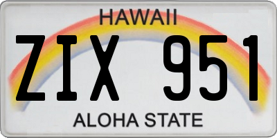 HI license plate ZIX951