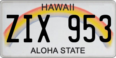 HI license plate ZIX953