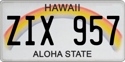 HI license plate ZIX957