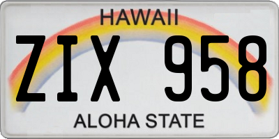 HI license plate ZIX958