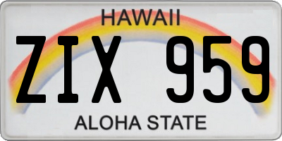 HI license plate ZIX959