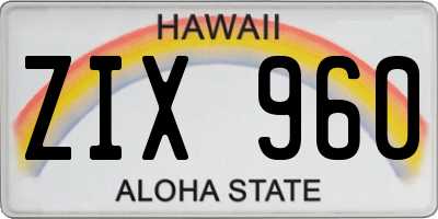 HI license plate ZIX960