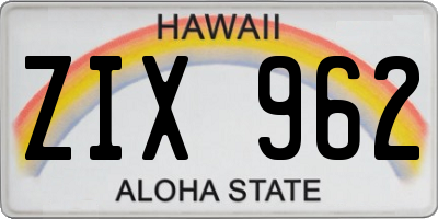 HI license plate ZIX962