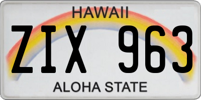 HI license plate ZIX963
