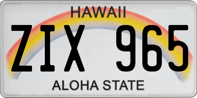 HI license plate ZIX965
