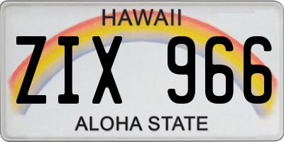 HI license plate ZIX966