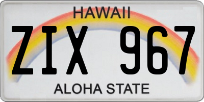 HI license plate ZIX967