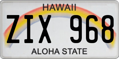 HI license plate ZIX968
