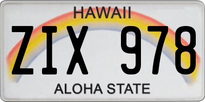 HI license plate ZIX978