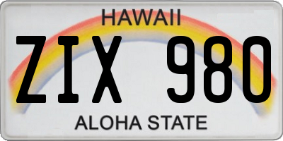 HI license plate ZIX980