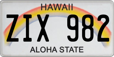HI license plate ZIX982