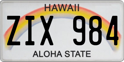 HI license plate ZIX984