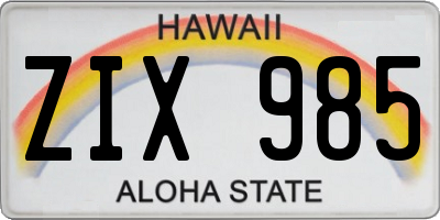 HI license plate ZIX985