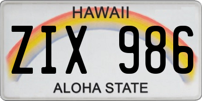 HI license plate ZIX986