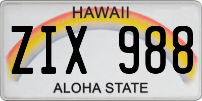 HI license plate ZIX988