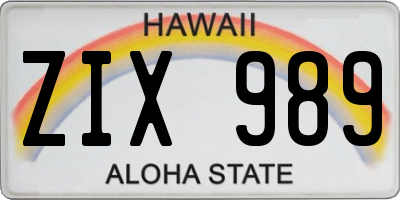 HI license plate ZIX989