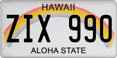 HI license plate ZIX990