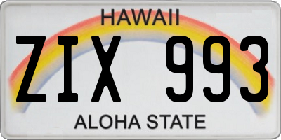 HI license plate ZIX993