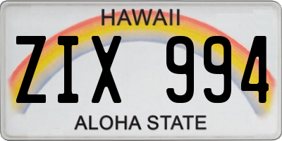 HI license plate ZIX994