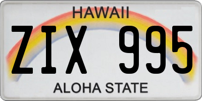 HI license plate ZIX995