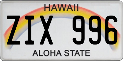 HI license plate ZIX996